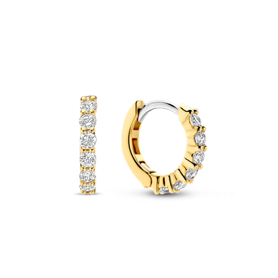 7957ZY-  Yellow Plated Shared Prong Hoops