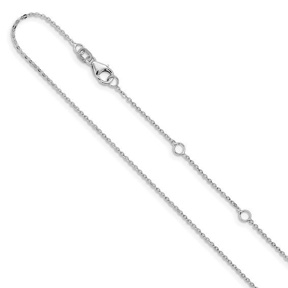 14K W/G Flat Cable Chain, 1.2mm, 16&quot; + 2