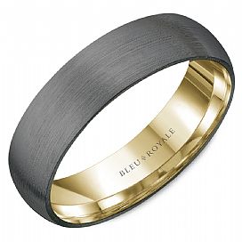 14K Y/G &amp; Tantalum Gray Sandpaper Finish 6mm Band, size 10