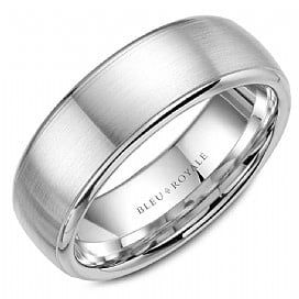 AL- 14K W/G 7.5mm Band- Sandpaper Top &amp; High Polish Edges