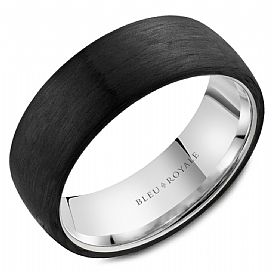 AL- 14K W/G 7.5mm Carbon Fiber High Polished Edges Band