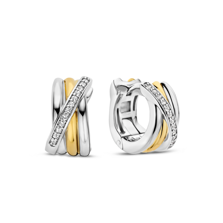 7960ZY- Chunky 2 Tone X Huggie Earrings