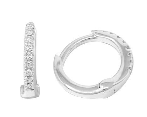 14K W/G Diamond Huggies, D: 0.06ct