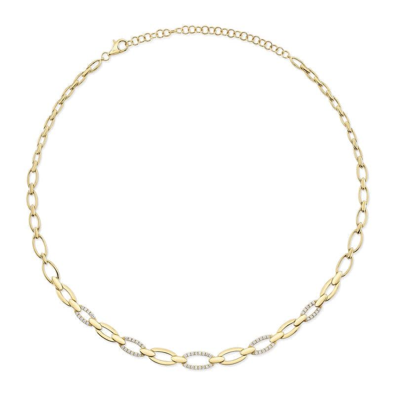 14K Y/G Diamond Link Necklace, D: 0.74ct