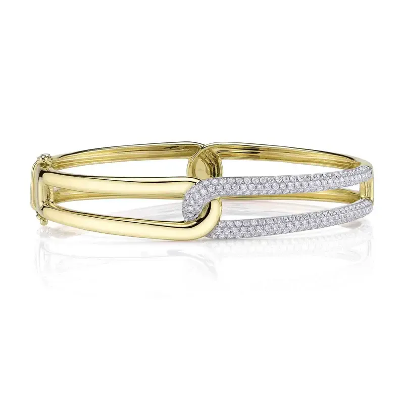 14K Y/G Interlocking Diamond Bangle