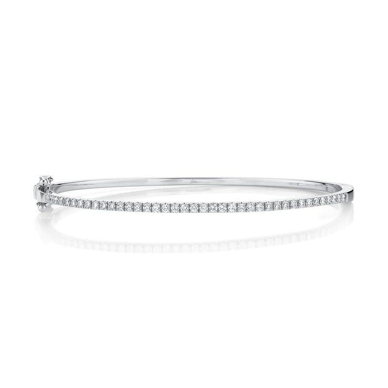 14K W/G Single Line Diamond Bangle Bracelet , D: 0.62ct