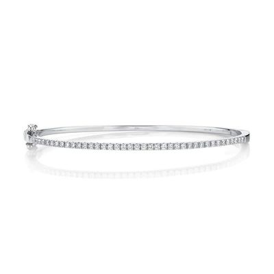 14K W/G Single Line Diamond Bangle Bracelet , D: 0.62ct