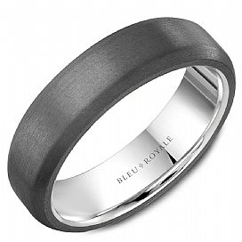 14K W/G &amp; Tantalum Gray Sandpaper Finish 6mm Band, size 10