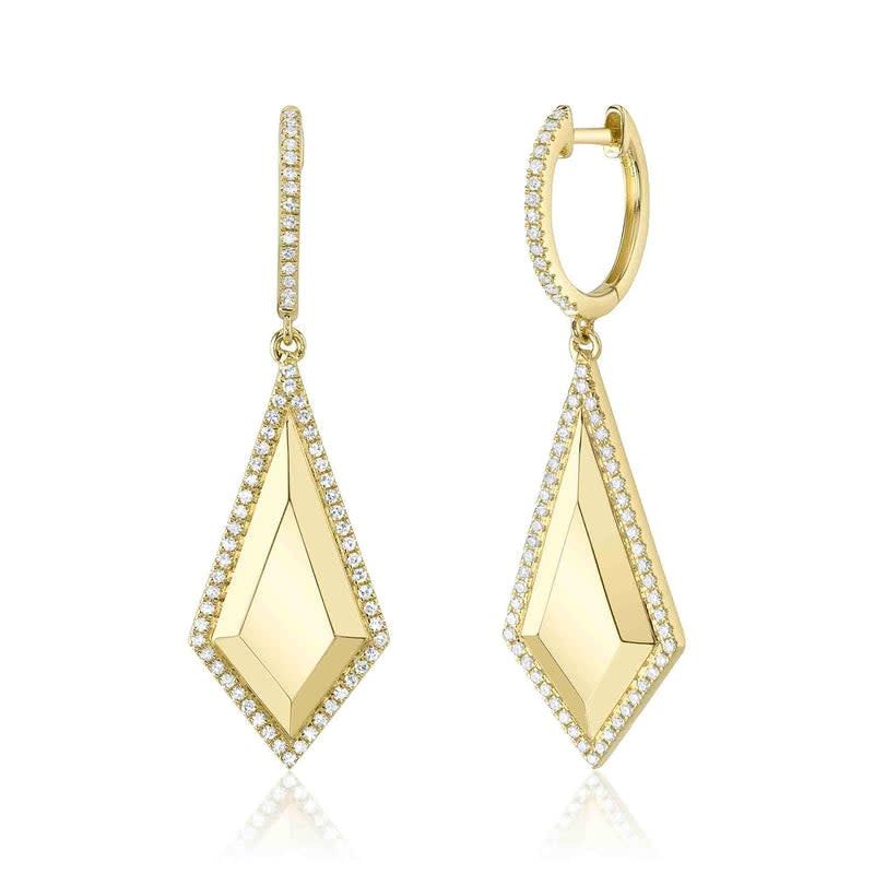 14K Y/G Geo Cut Diamond Dangle Earrings, D: 0.33ct