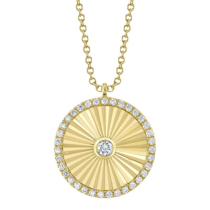 14K Y/G Fluted Diamond Circle Necklace, D: 0.32ct