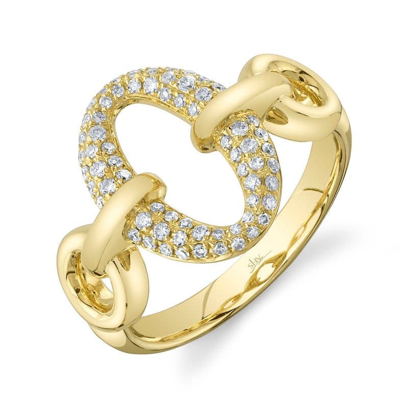 14K Y/G Oval Pave Diamond Fashion Ring, D: 0.28ct