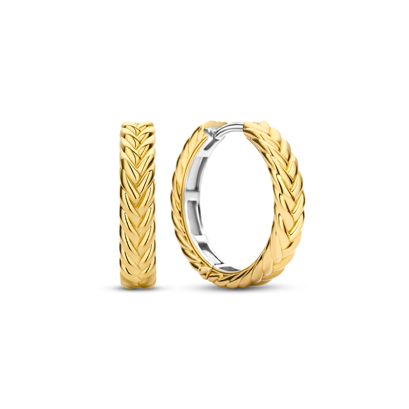 7883SY- Yellow Gold Plated Braided Hoops
