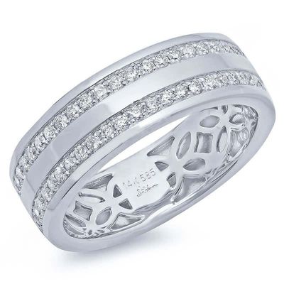 14K W/G Gts Diamond Wedding Band, D: 0.86ct