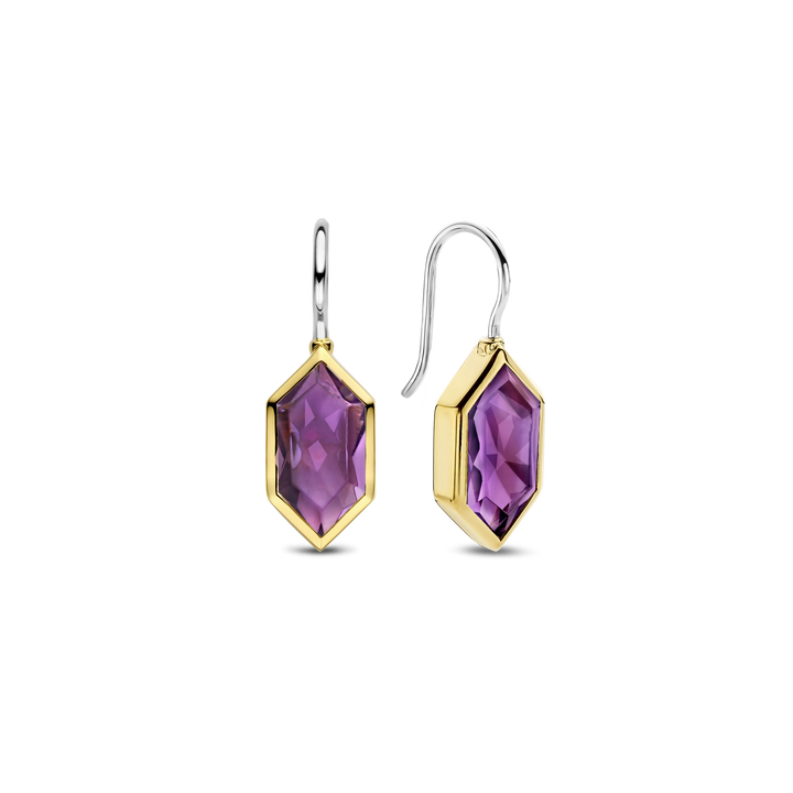 7945PU- Geometric Purple Stone Earrings