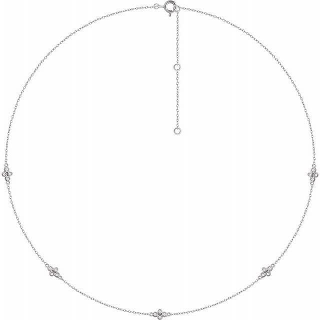 14K W/G Diamond Cross Station Necklace, D: 0.17ct
