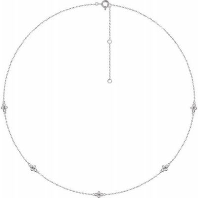 14K W/G Diamond Cross Station Necklace, D: 0.17ct