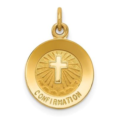 14K Y/G Confirmation Disc- Cross