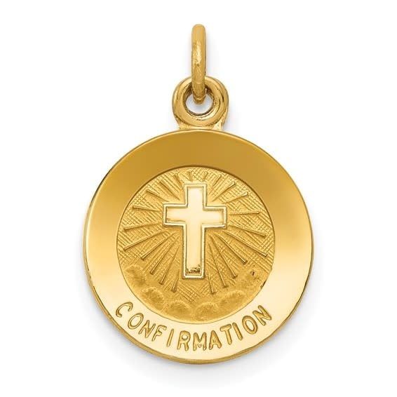 14K Y/G Confirmation Disc- Cross