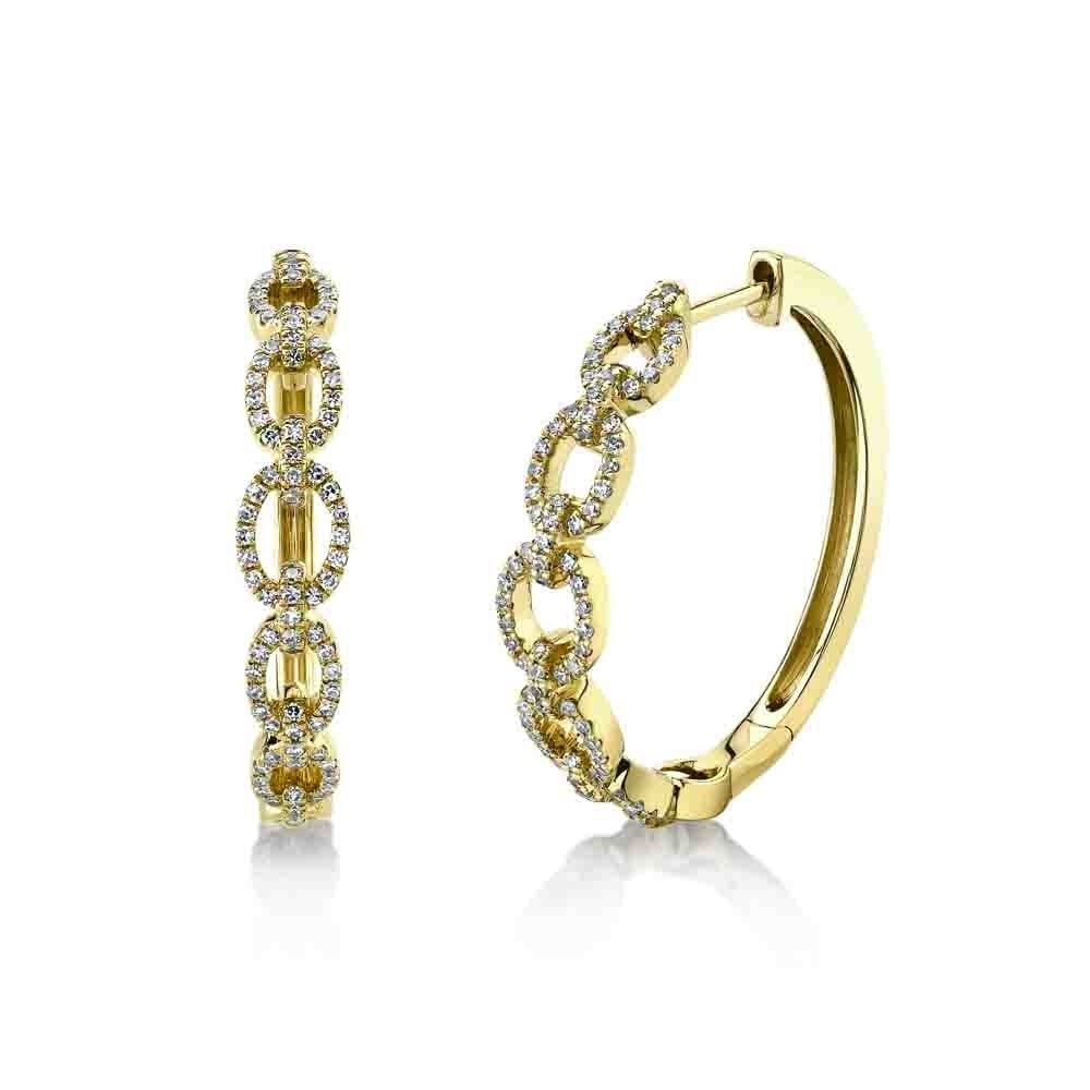 14K Y/G Diamond Chain Link Hoop Earrings, D: 0.42ct