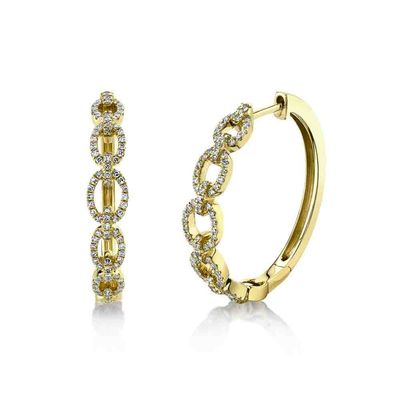 14K Y/G Diamond Chain Link Hoop Earrings, D: 0.42ct