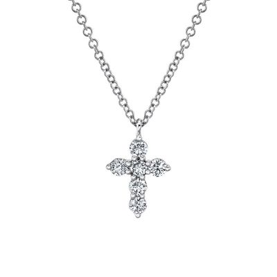 14K W/G Petite Diamond Cross, D: 0.25ct