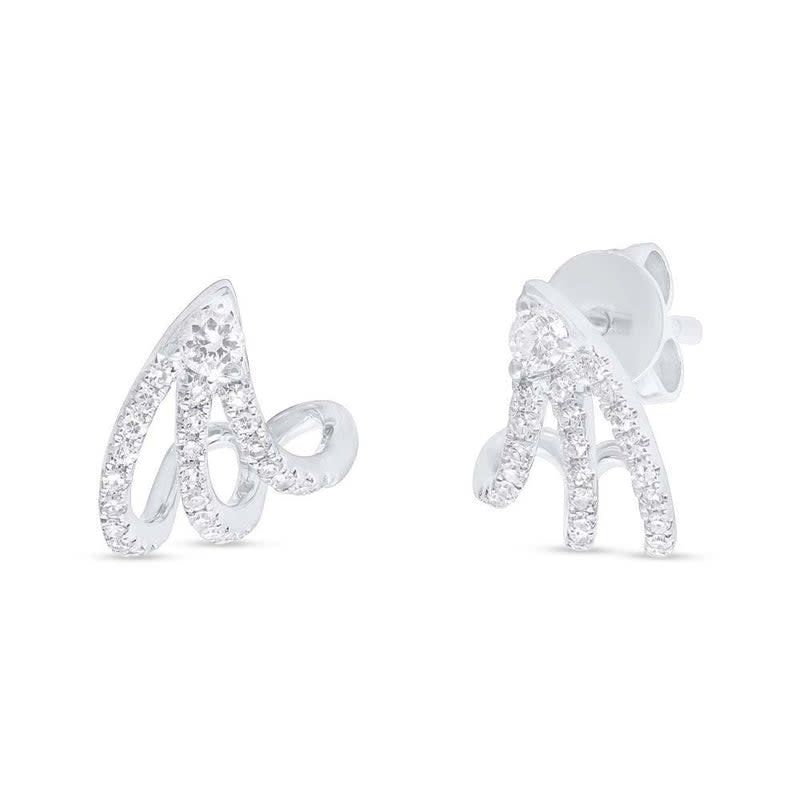 14K W/G Diamond Earrings Cuffs, D: 0.26ct