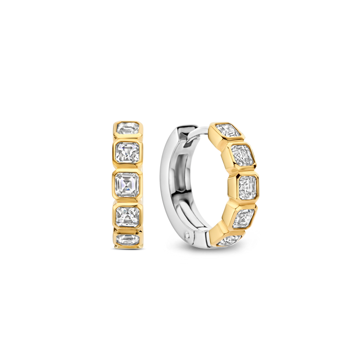 Yellow Plated Zirconia Hoop Earrings