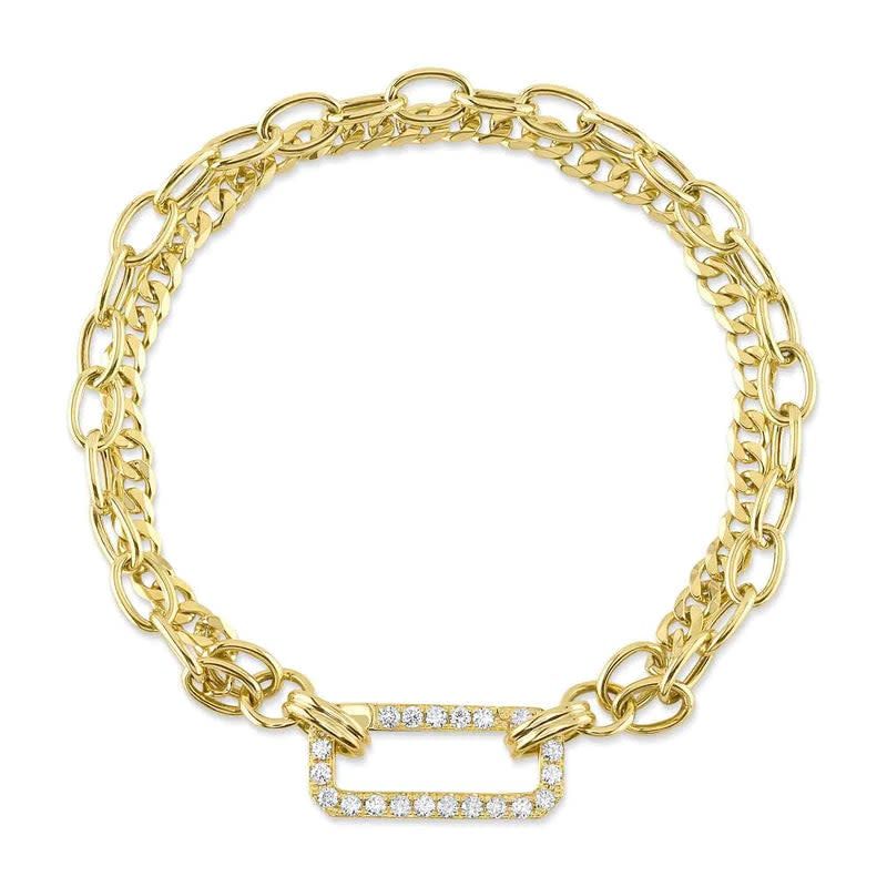14K Y/G Double  Link Bracelet with Decorative Diamond Clasp, D: 0.41ct