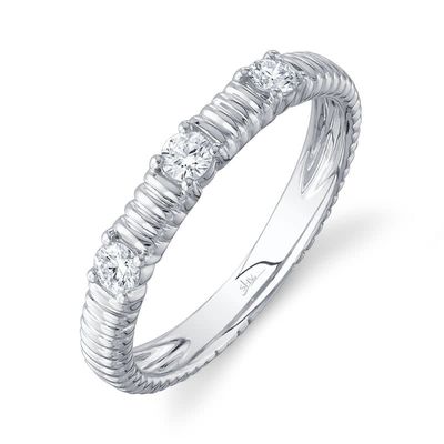 14K W/G Fluted Diamond Stackable Ring