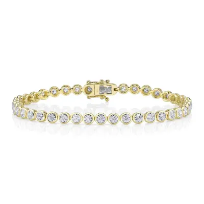 14K Y/G Bezel Set Diamond Tennis Bracelet