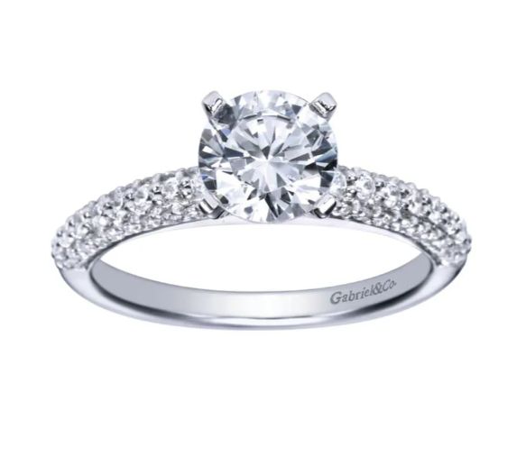 14K W/G Pave Diamond Engagement Ring, CTD: 0.68ct, H, SI2
