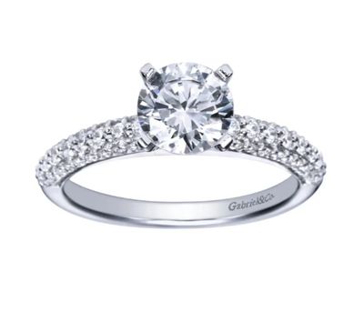 14K W/G Pave Diamond Engagement Ring, CTD: 0.68ct, H, SI2
