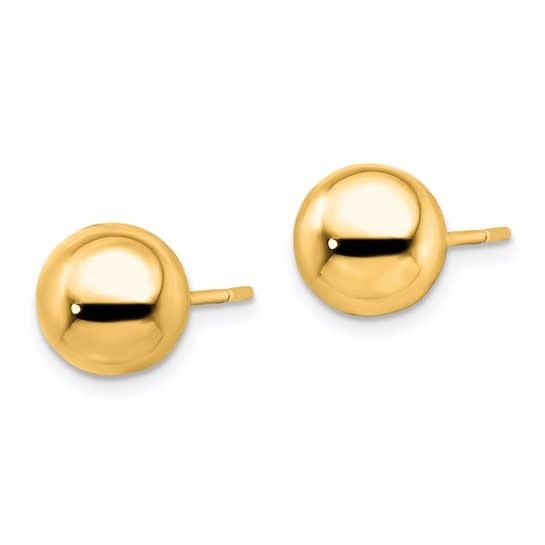 14K Y/G 9mm Ball Stud Earrings, screw back