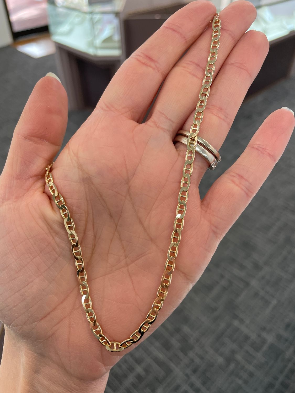 14K Y/G Flat Anchor Chain, 16&quot;, 7.9dwt