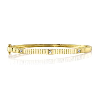 14K Y/G Fluted Diamond Bangle Bracelet, D: 0.16ct