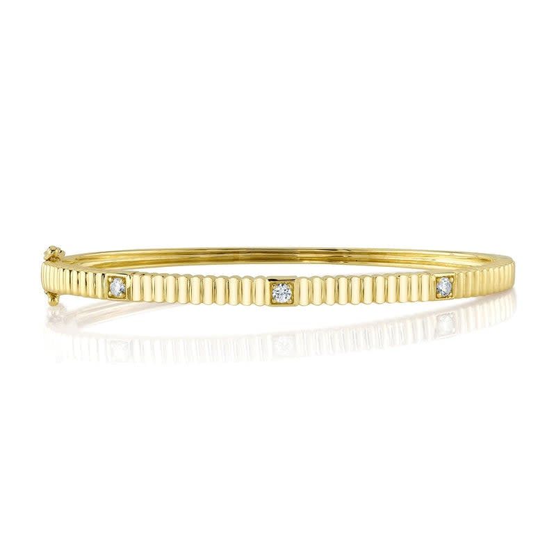 14K Y/G Fluted Diamond Bangle Bracelet, D: 0.16ct