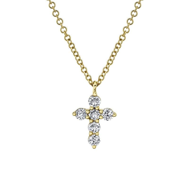 14K Y/G Petite Diamond Cross, D: 0.25ct