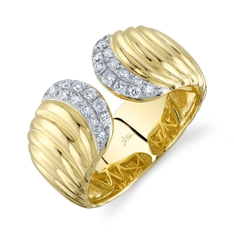 14K Y/F Diamond Cuff Style Ring, D: 0.26ct