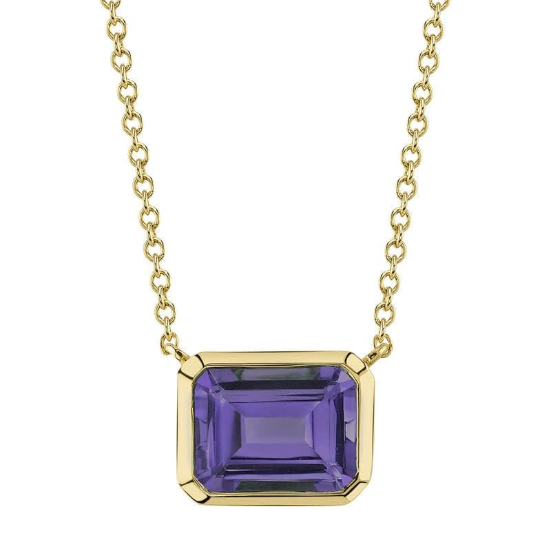 14K Y/G East-West Amethyst Necklace, AM: 1.40ct