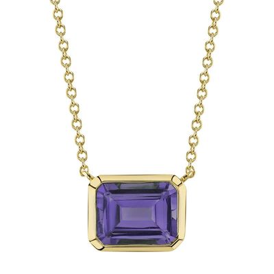 14K Y/G East-West Amethyst Necklace, AM: 1.40ct