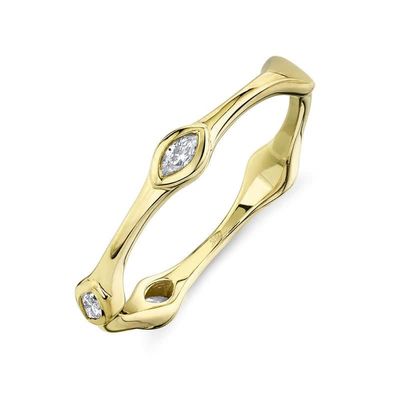 14K Y/G Bamboo Diamond Stackable Ring, D: 0.13ct