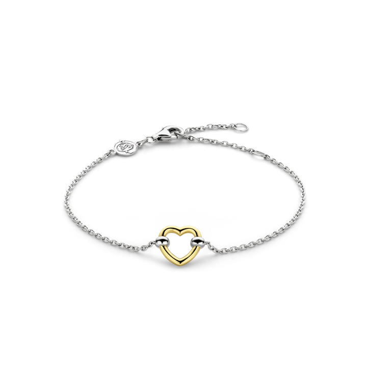 23017SY- 2 toned Dainty Heart Bracelet