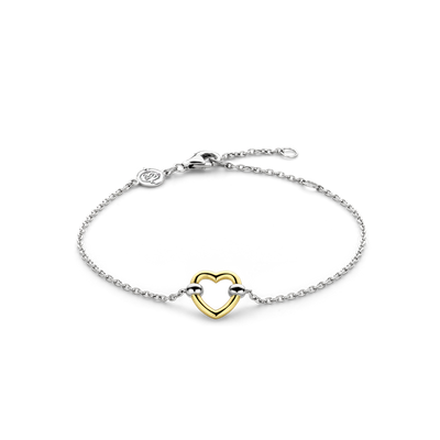 23017SY- 2 toned Dainty Heart Bracelet