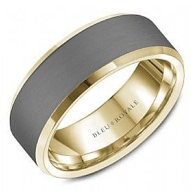 14K Y/G &amp; Tantalum Gray Sandpaper Center 8mm Band, size 10