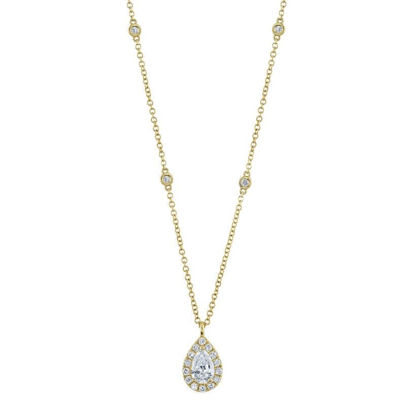 14K Y/G Tear Drop Diamonds by the inch Necklace, D: 0.40ct