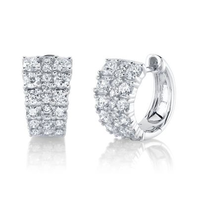 14K W/G Tapered Diamond Huggie Earrings, D: 1.13ct