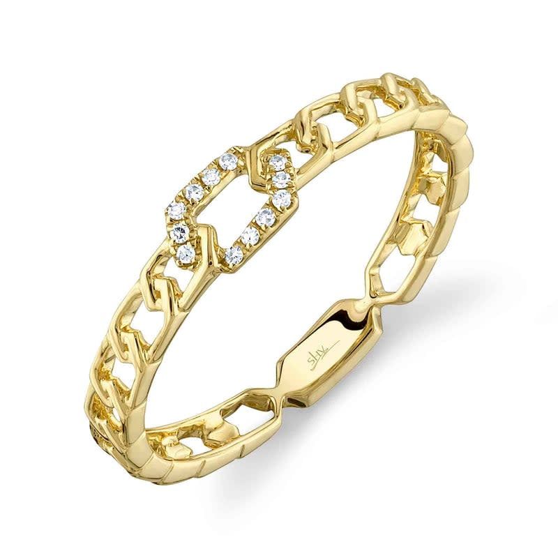 14K Y/G Stackable Diamond Link Ring, D: 0.03ct