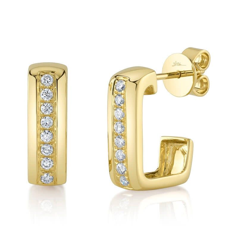 14K Y/G Rectangle Diamond Earrings, D: 0.24ct