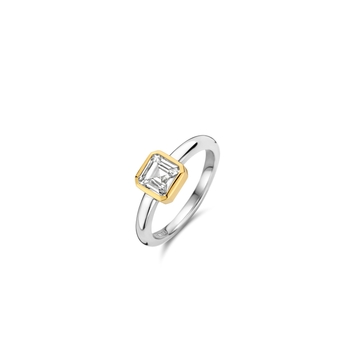 Yellow Plated Solitaire Zirconia Ring