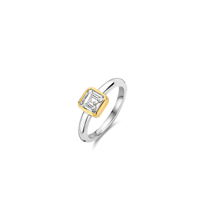 Yellow Plated Solitaire Zirconia Ring